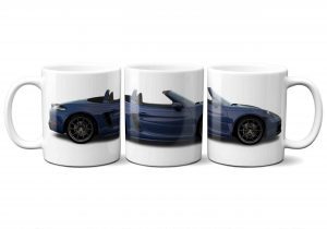 Porsche 718 Boxster car mug in Midnight Blue and spider wheels
