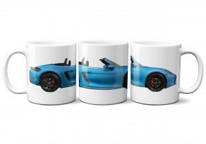 Porsche 718 Boxster car Mug in Miami Blue