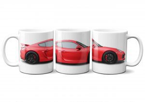 Porsche 981 Cayman GT4 Mug in Guards Red and black alloys